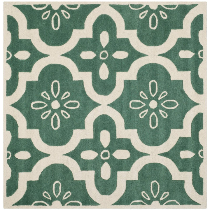 SAFAVIEH Chatham CHT751T Handmade Teal / Ivory Rug Image 1