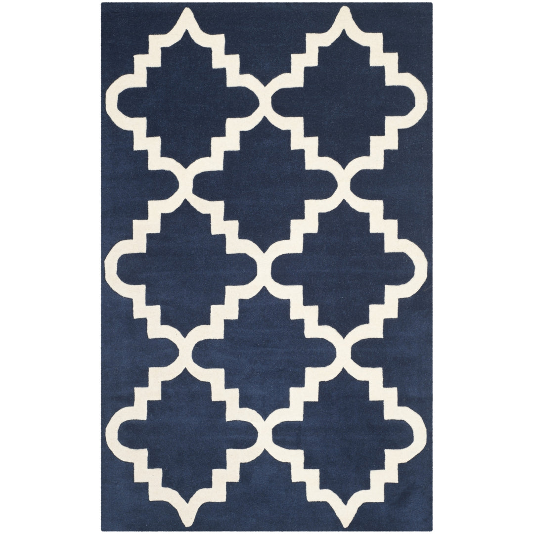 SAFAVIEH Chatham CHT753C Handmade Dark Blue / Ivory Rug Image 10