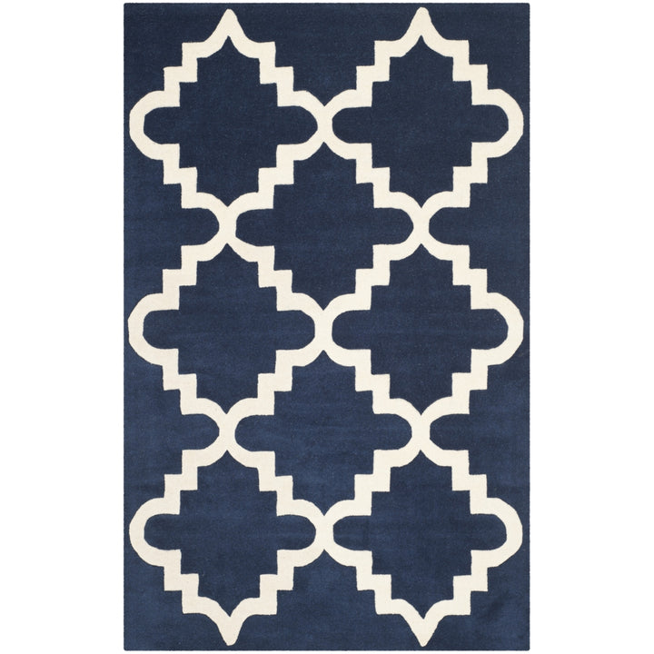 SAFAVIEH Chatham CHT753C Handmade Dark Blue / Ivory Rug Image 10