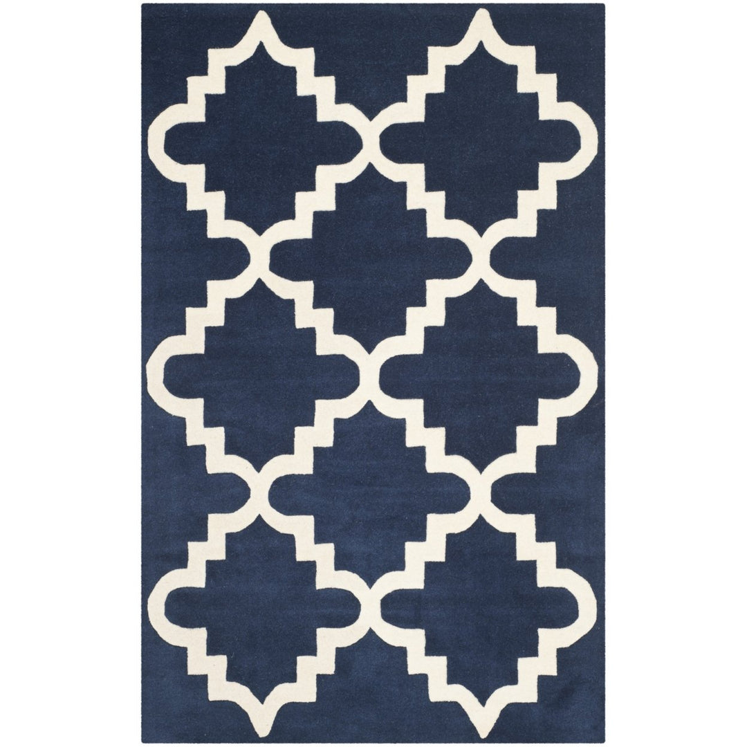 SAFAVIEH Chatham CHT753C Handmade Dark Blue / Ivory Rug Image 1