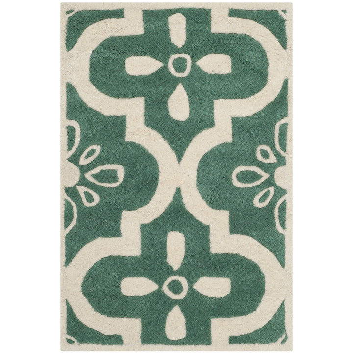 SAFAVIEH Chatham CHT751T Handmade Teal / Ivory Rug Image 8