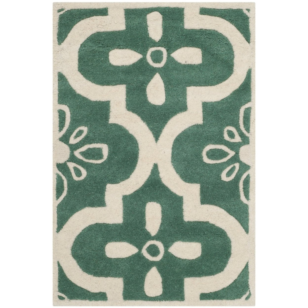 SAFAVIEH Chatham CHT751T Handmade Teal / Ivory Rug Image 1