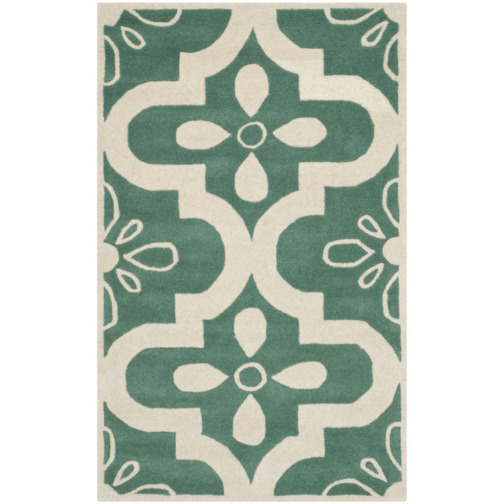 SAFAVIEH Chatham CHT751T Handmade Teal / Ivory Rug Image 9