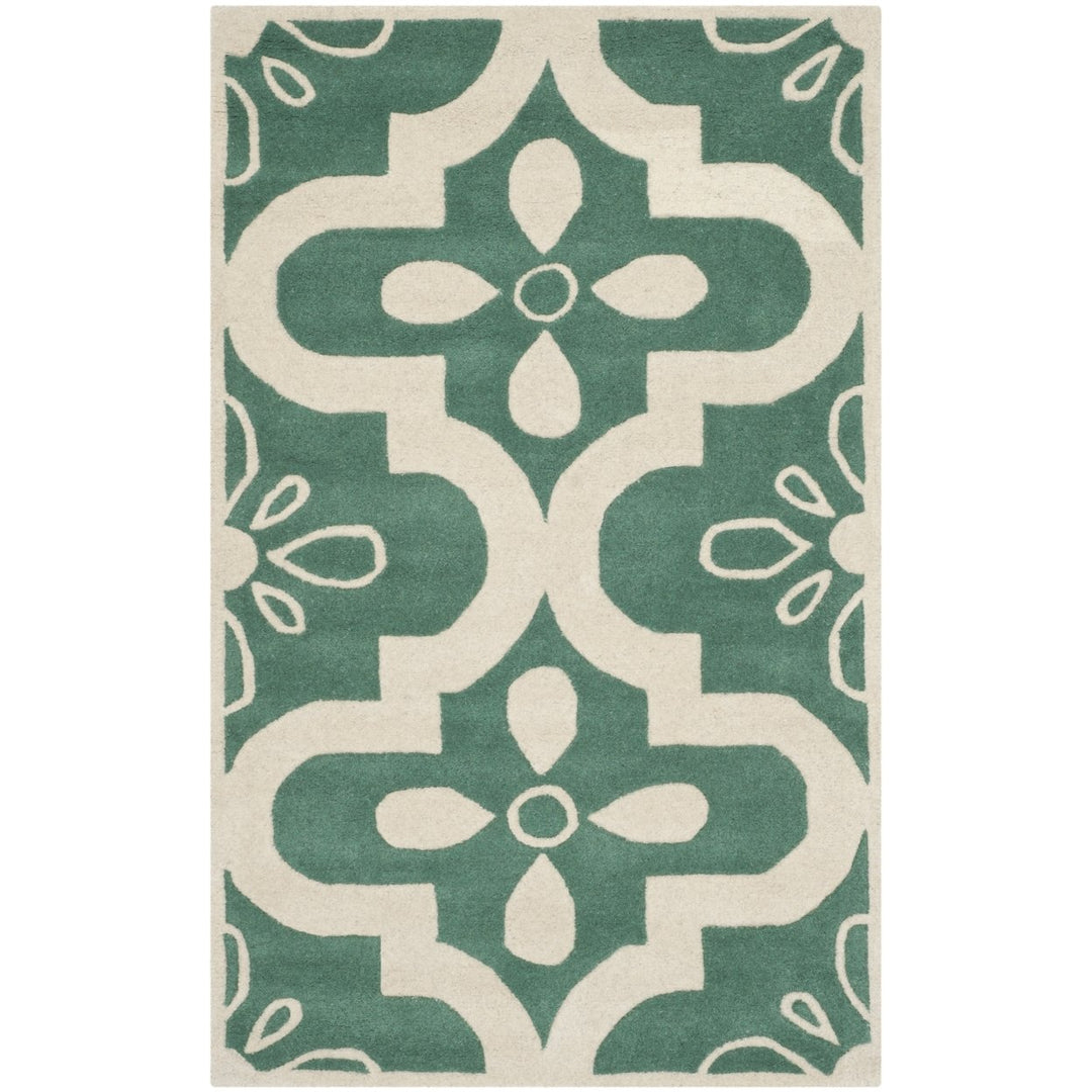 SAFAVIEH Chatham CHT751T Handmade Teal / Ivory Rug Image 1