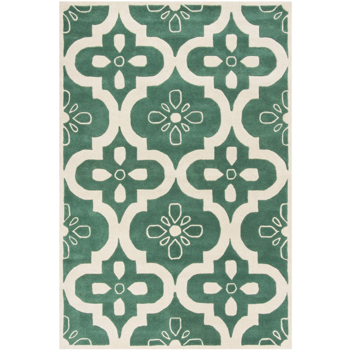 SAFAVIEH Chatham CHT751T Handmade Teal / Ivory Rug Image 10