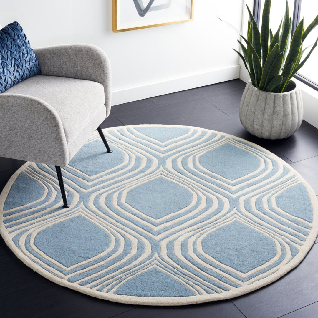 SAFAVIEH Chatham CHT758B Handmade Blue / Ivory Rug Image 8