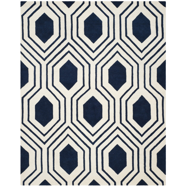 SAFAVIEH Chatham CHT760C Handmade Dark Blue / Ivory Rug Image 1