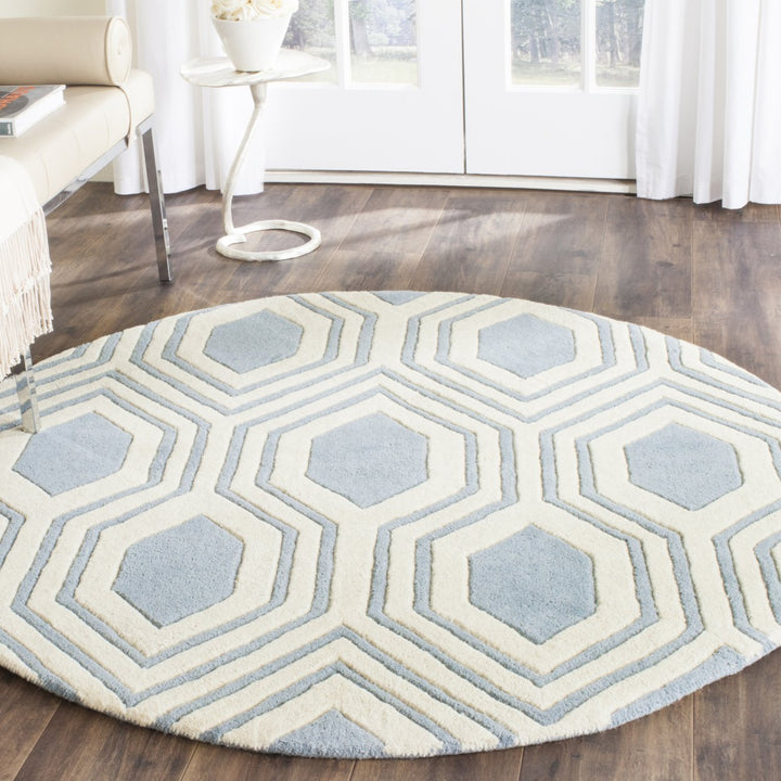 SAFAVIEH Chatham CHT760B Handmade Blue / Ivory Rug Image 2