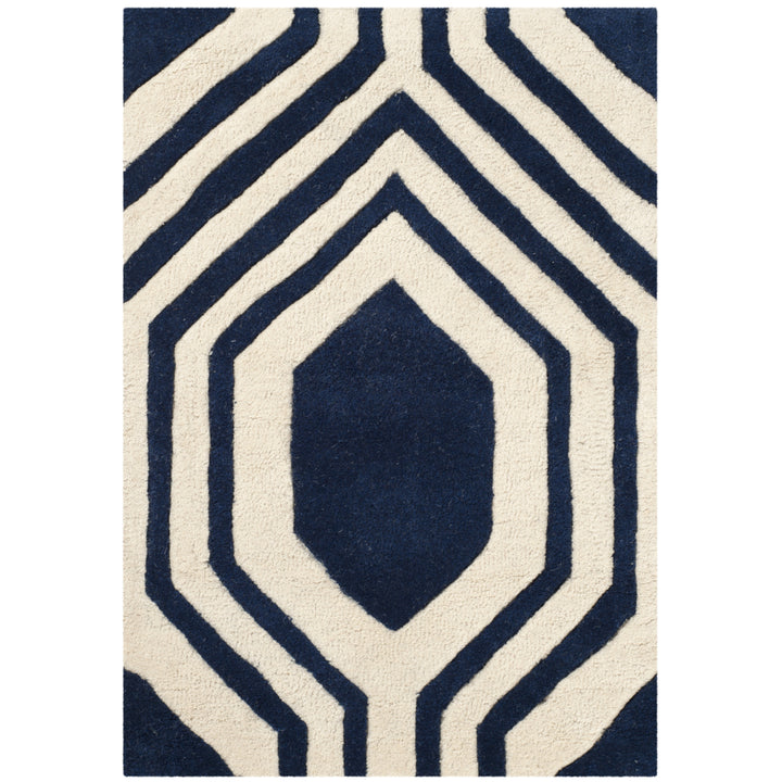 SAFAVIEH Chatham CHT760C Handmade Dark Blue / Ivory Rug Image 8