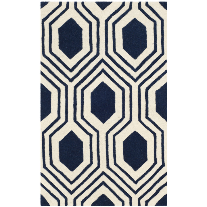 SAFAVIEH Chatham CHT760C Handmade Dark Blue / Ivory Rug Image 9