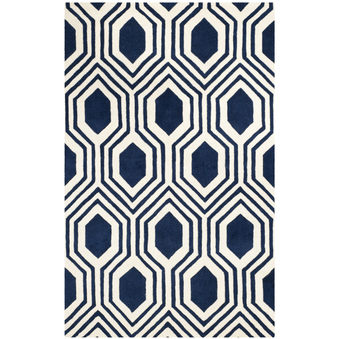 SAFAVIEH Chatham CHT760C Handmade Dark Blue / Ivory Rug Image 10