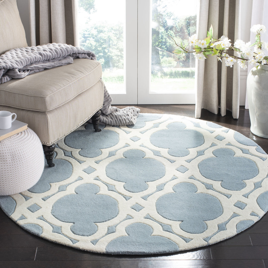 SAFAVIEH Chatham CHT762B Handmade Blue / Ivory Rug Image 2