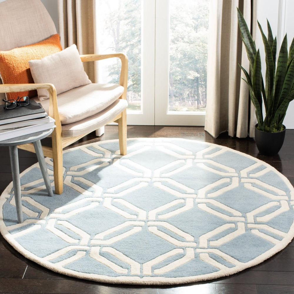 SAFAVIEH Chatham CHT763B Handmade Blue / Ivory Rug Image 2