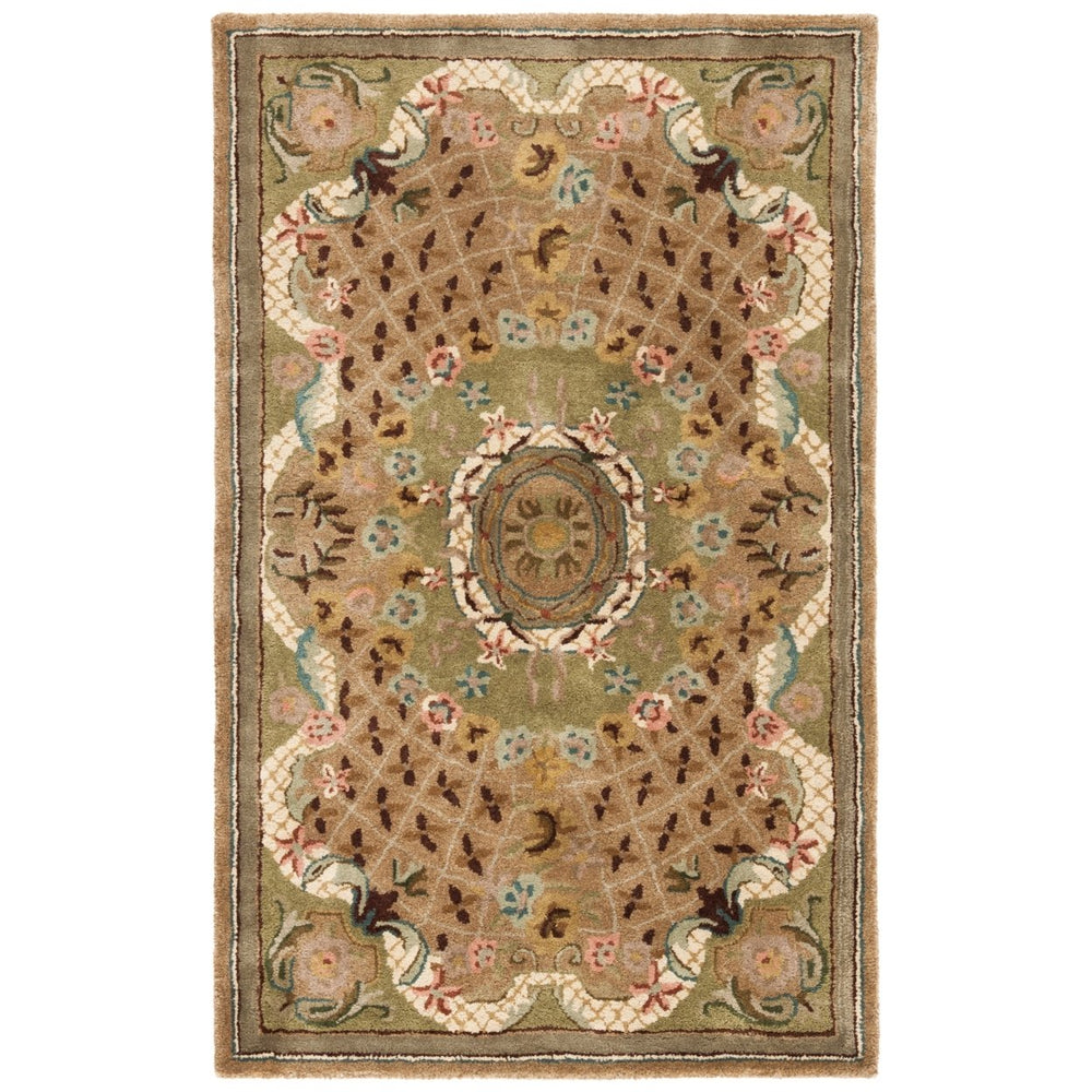 SAFAVIEH Classic CL304D Handmade Taupe / Light Green Rug Image 2