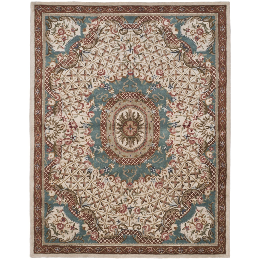 SAFAVIEH Classic CL304E Handmade Ivory / Light Blue Rug Image 1