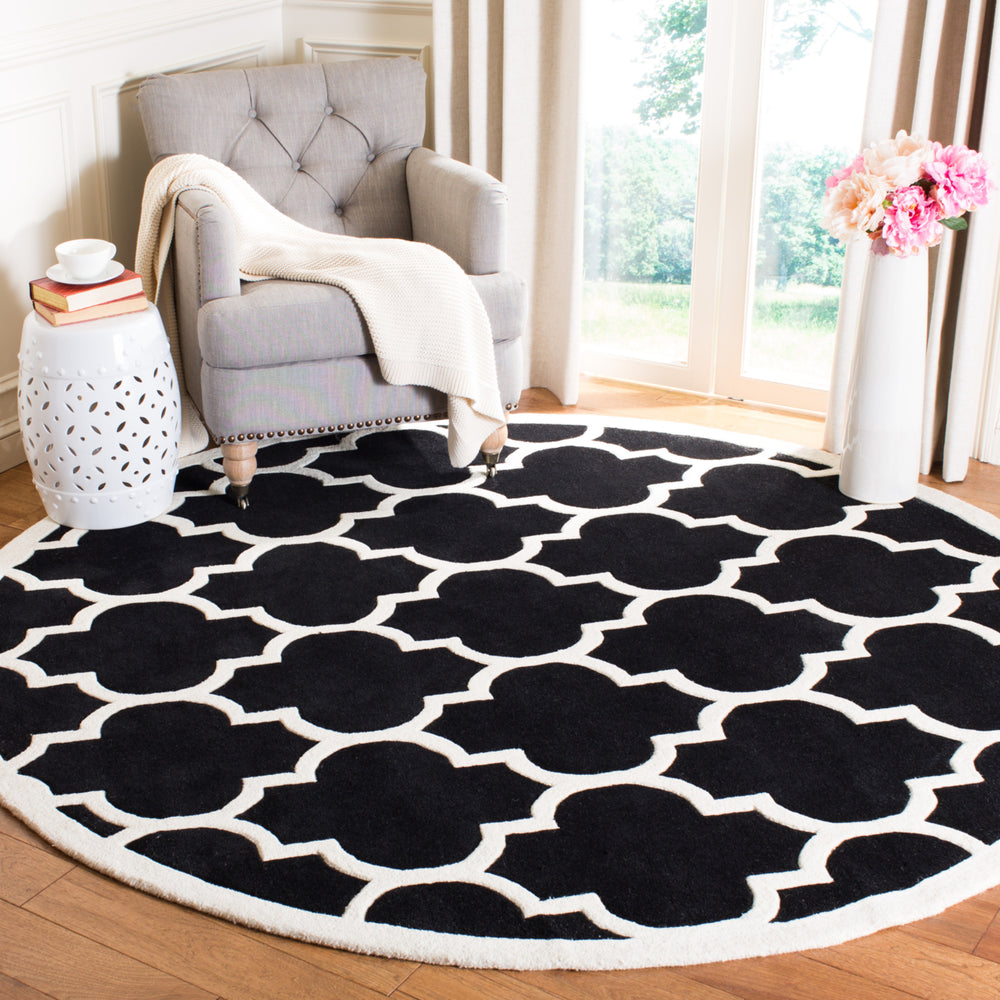 SAFAVIEH Chatham CHT733K Handmade Black / Ivory Rug Image 2