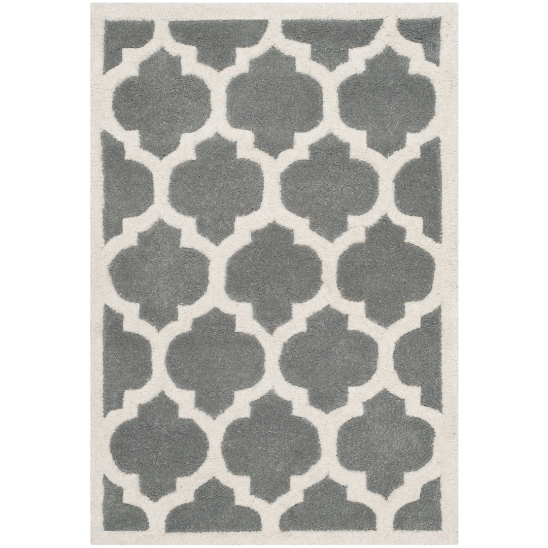 SAFAVIEH Chatham CHT734D Handmade Dark Grey / Ivory Rug Image 2