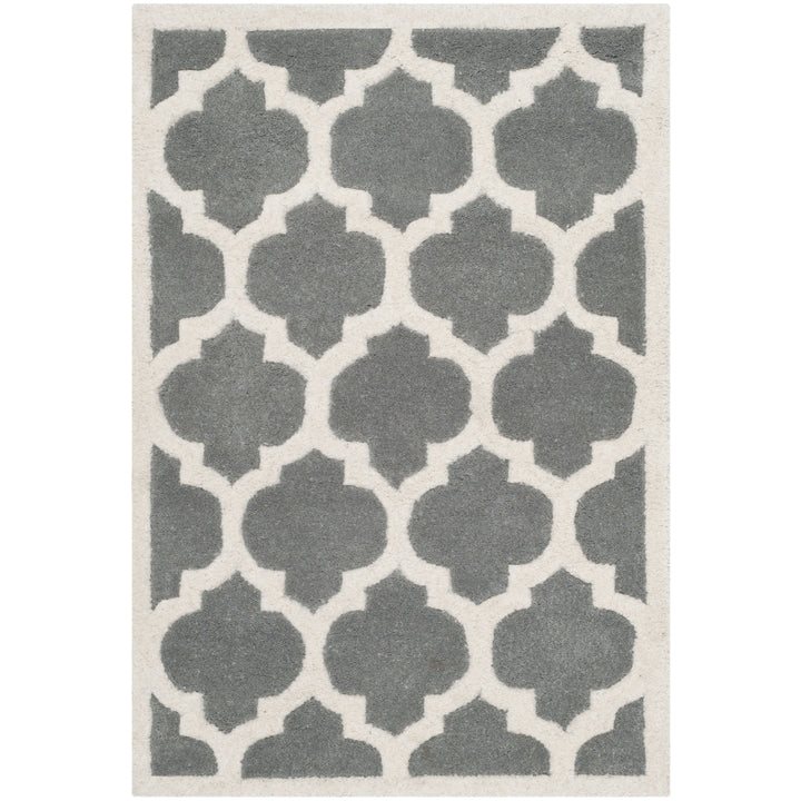 SAFAVIEH Chatham CHT734D Handmade Dark Grey / Ivory Rug Image 2