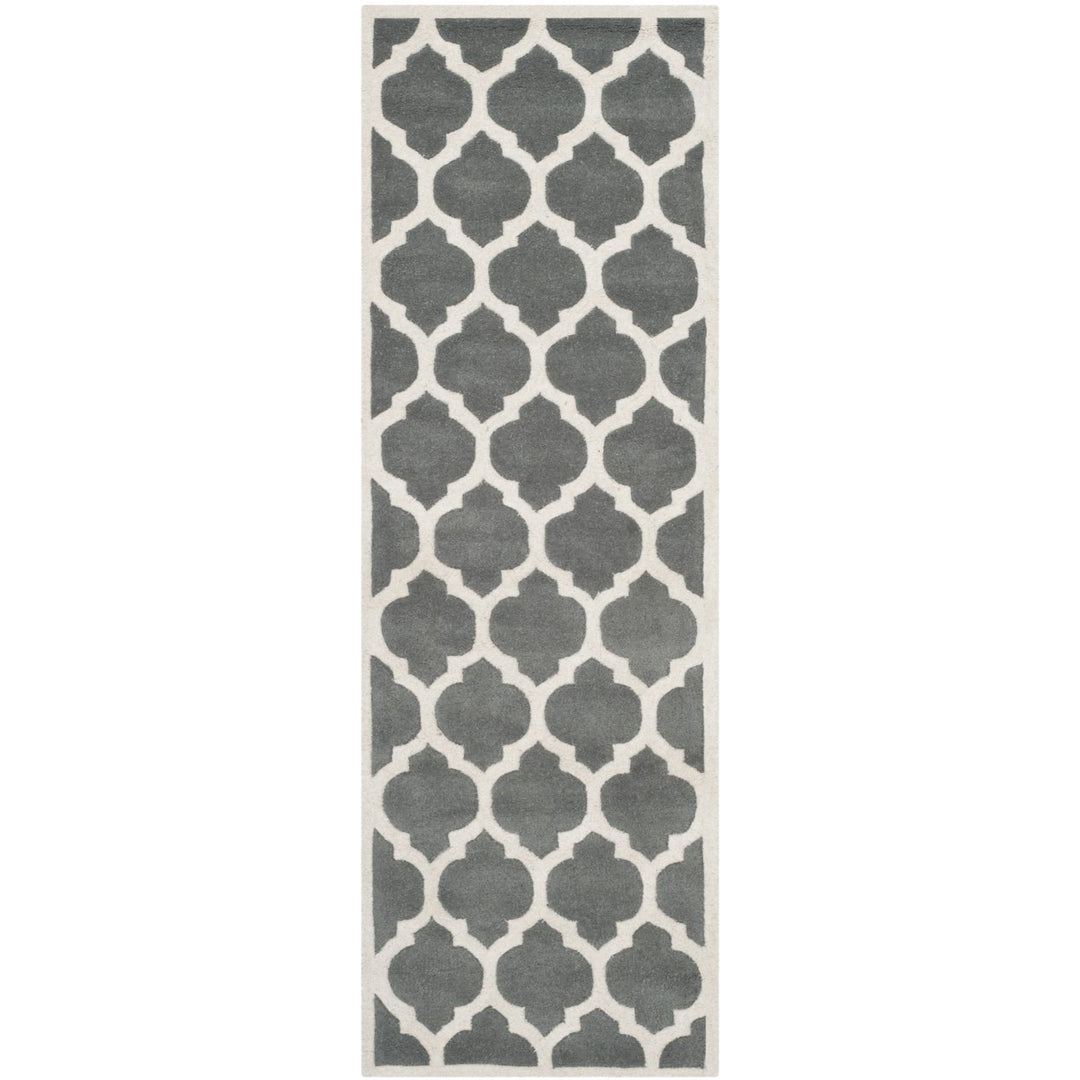 SAFAVIEH Chatham CHT734D Handmade Dark Grey / Ivory Rug Image 3