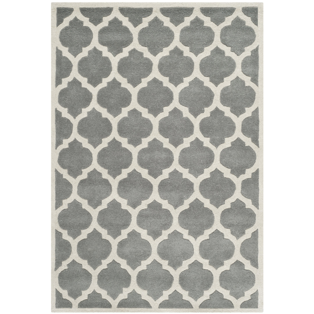 SAFAVIEH Chatham CHT734D Handmade Dark Grey / Ivory Rug Image 4