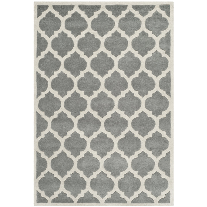 SAFAVIEH Chatham CHT734D Handmade Dark Grey / Ivory Rug Image 4