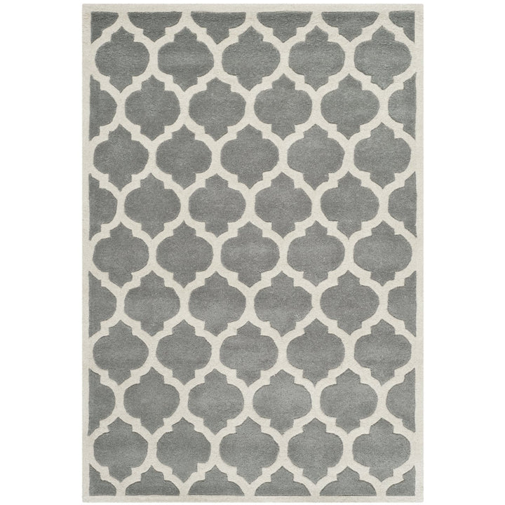 SAFAVIEH Chatham CHT734D Handmade Dark Grey / Ivory Rug Image 1