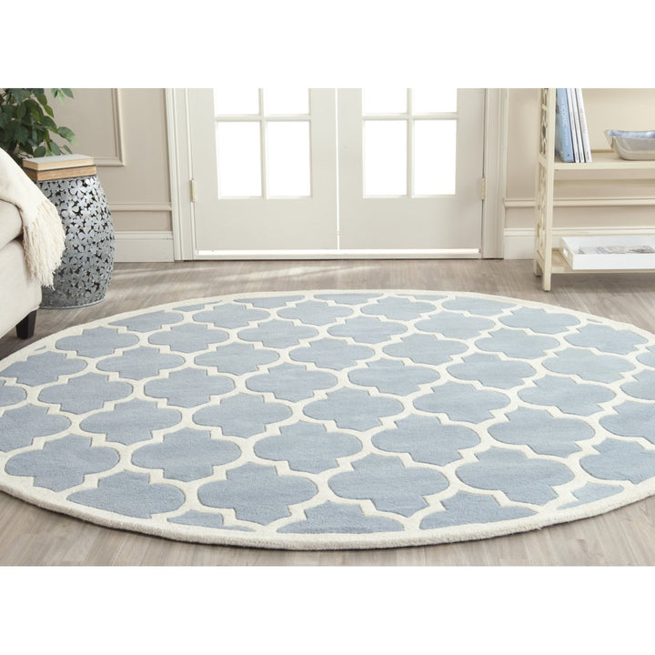 SAFAVIEH Chatham CHT734B Handmade Blue / Ivory Rug Image 9