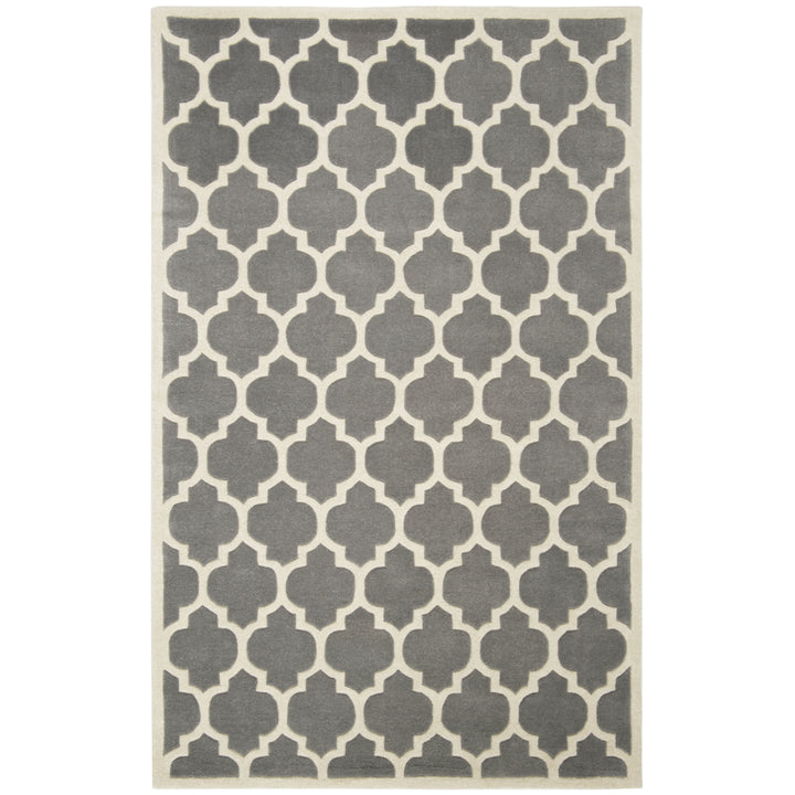 SAFAVIEH Chatham CHT734D Handmade Dark Grey / Ivory Rug Image 5