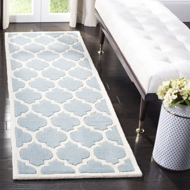 SAFAVIEH Chatham CHT734B Handmade Blue / Ivory Rug Image 10