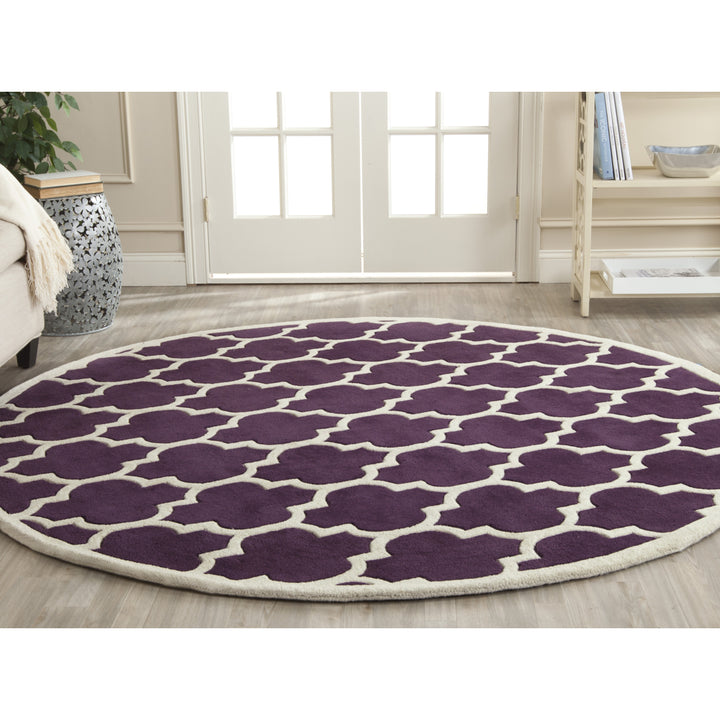 SAFAVIEH Chatham CHT734F Handmade Purple / Ivory Rug Image 2