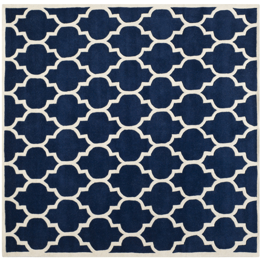 SAFAVIEH Chatham CHT734C Handmade Dark Blue / Ivory Rug Image 6