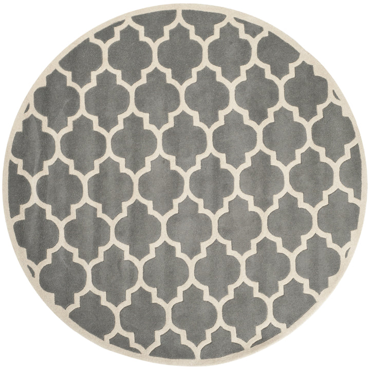 SAFAVIEH Chatham CHT734D Handmade Dark Grey / Ivory Rug Image 6