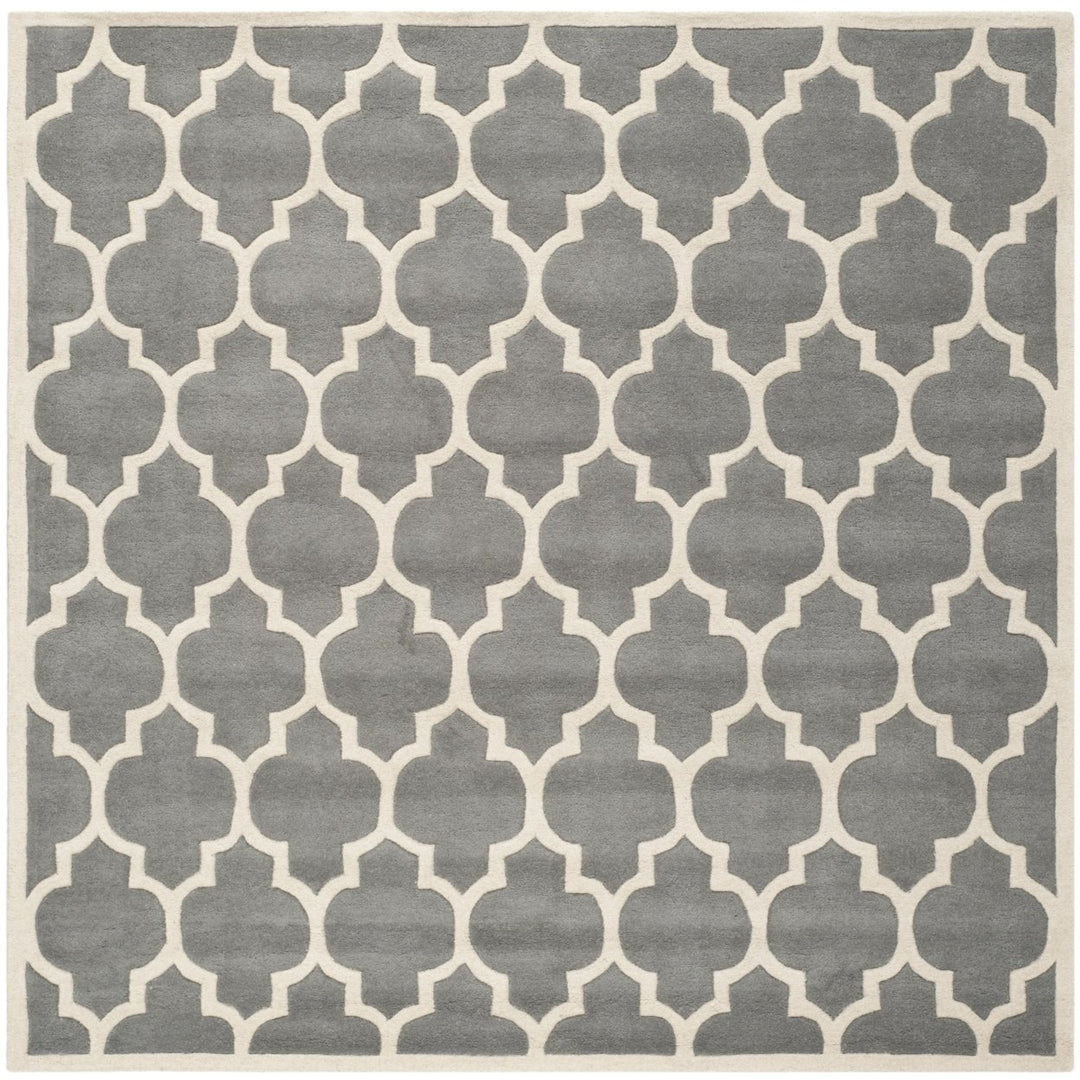 SAFAVIEH Chatham CHT734D Handmade Dark Grey / Ivory Rug Image 7