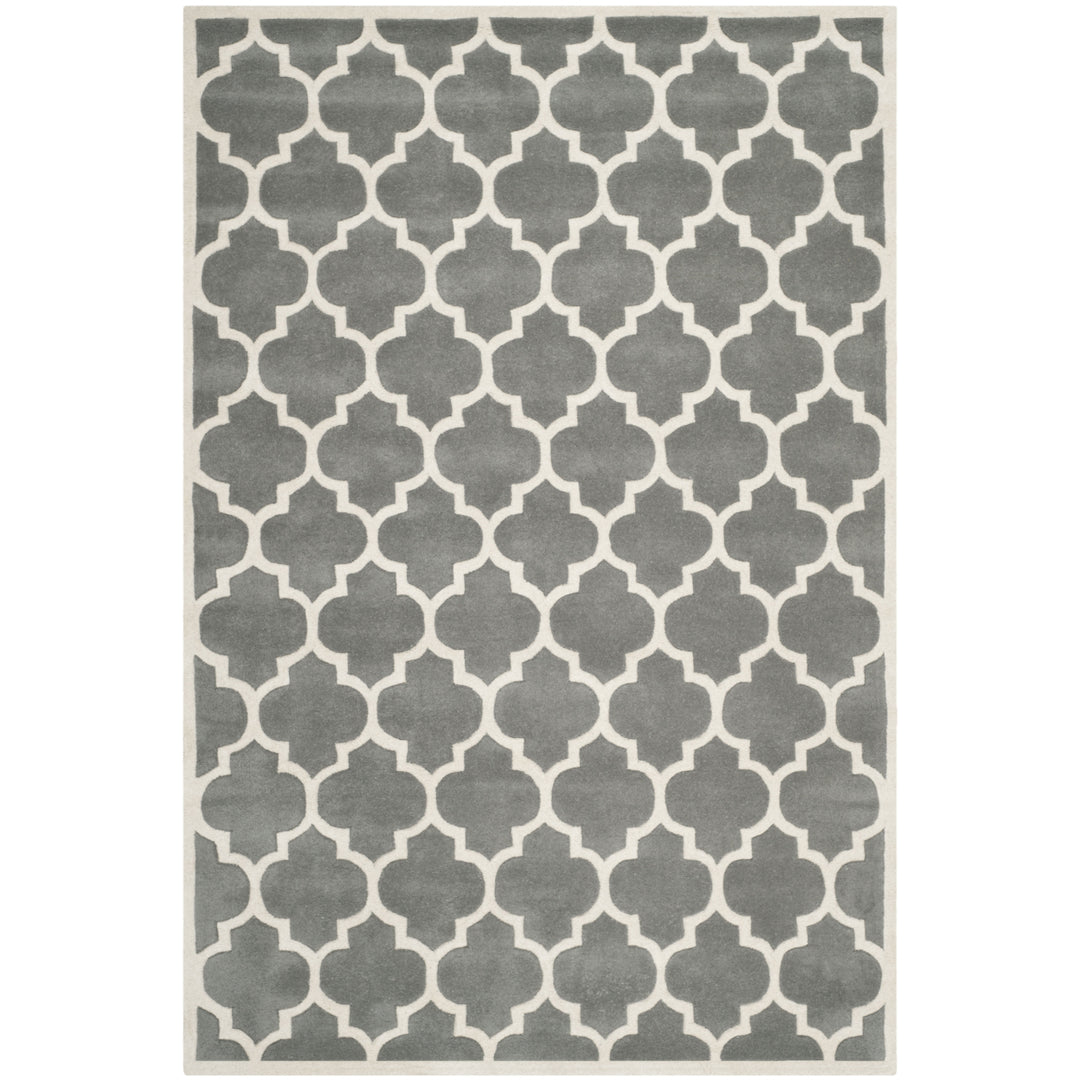 SAFAVIEH Chatham CHT734D Handmade Dark Grey / Ivory Rug Image 8