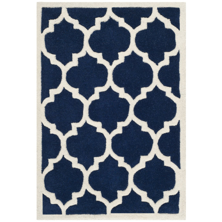 SAFAVIEH Chatham CHT734C Handmade Dark Blue / Ivory Rug Image 1