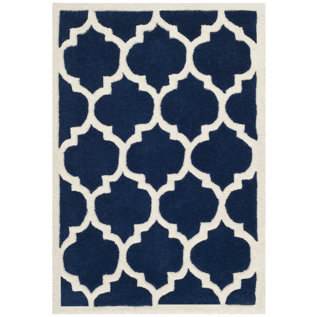 SAFAVIEH Chatham CHT734C Handmade Dark Blue / Ivory Rug Image 8