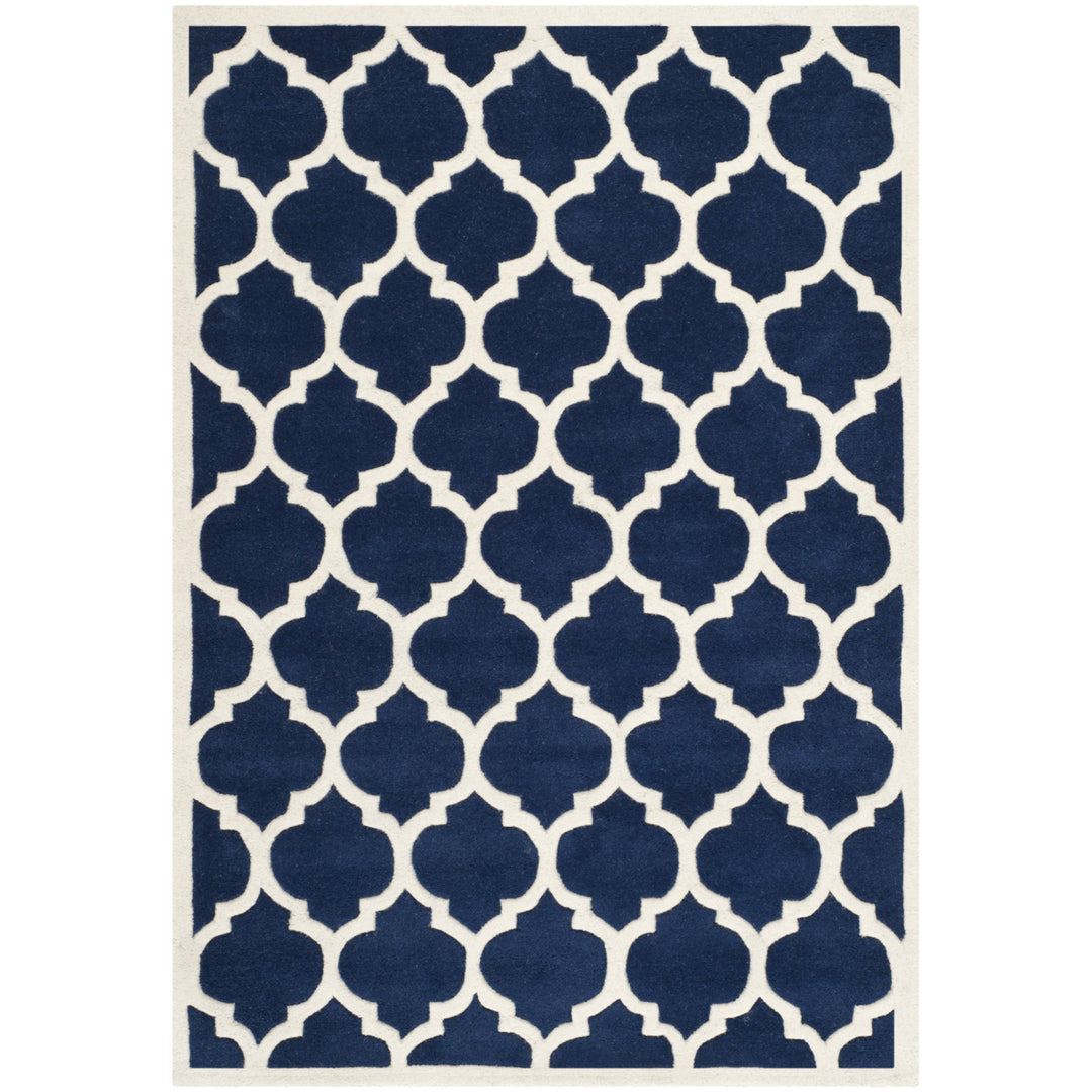 SAFAVIEH Chatham CHT734C Handmade Dark Blue / Ivory Rug Image 9