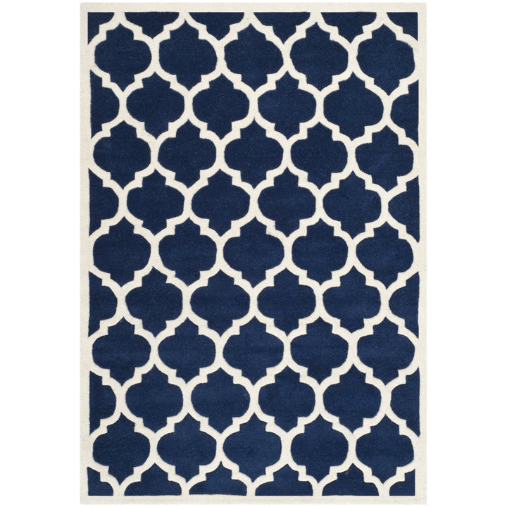 SAFAVIEH Chatham CHT734C Handmade Dark Blue / Ivory Rug Image 1