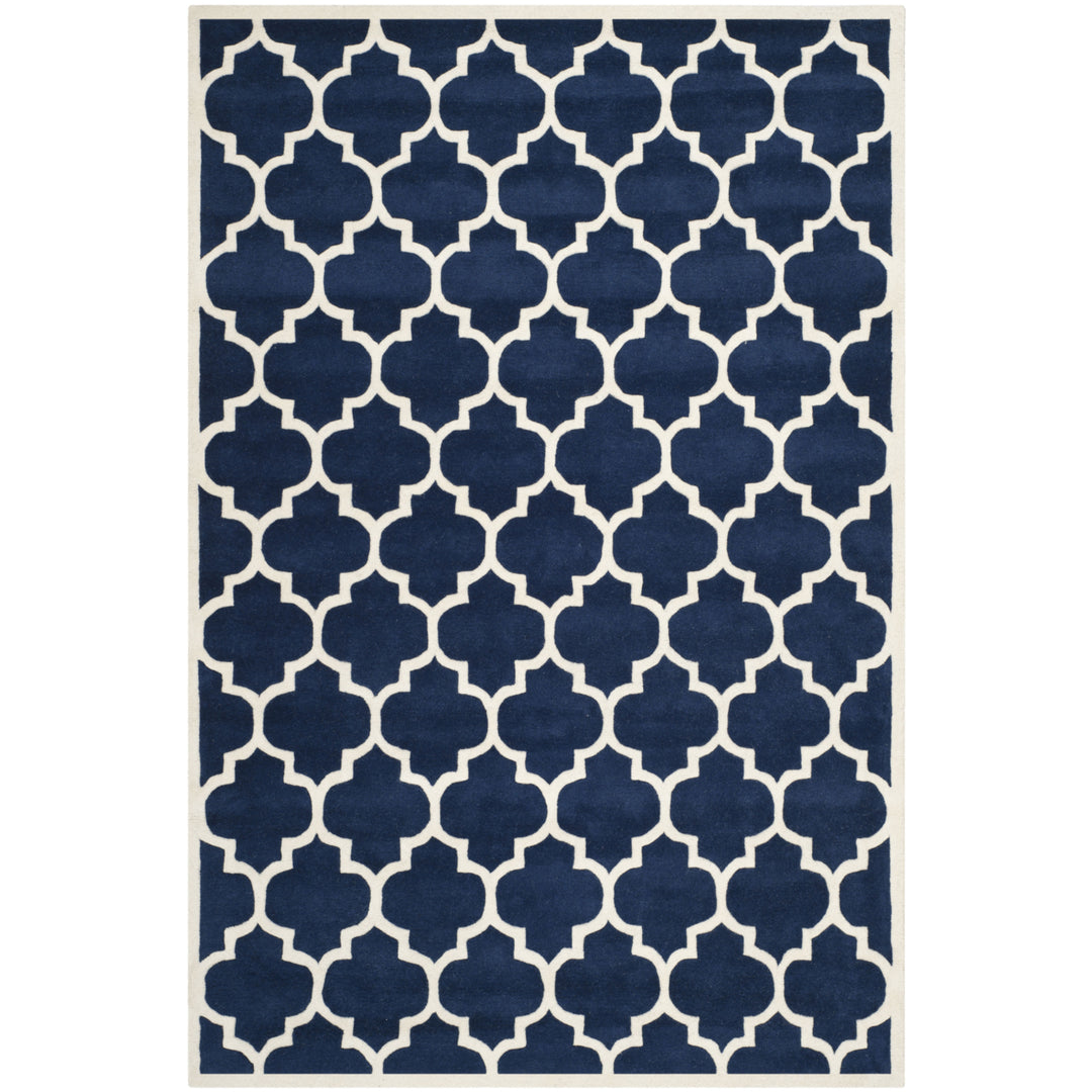 SAFAVIEH Chatham CHT734C Handmade Dark Blue / Ivory Rug Image 11