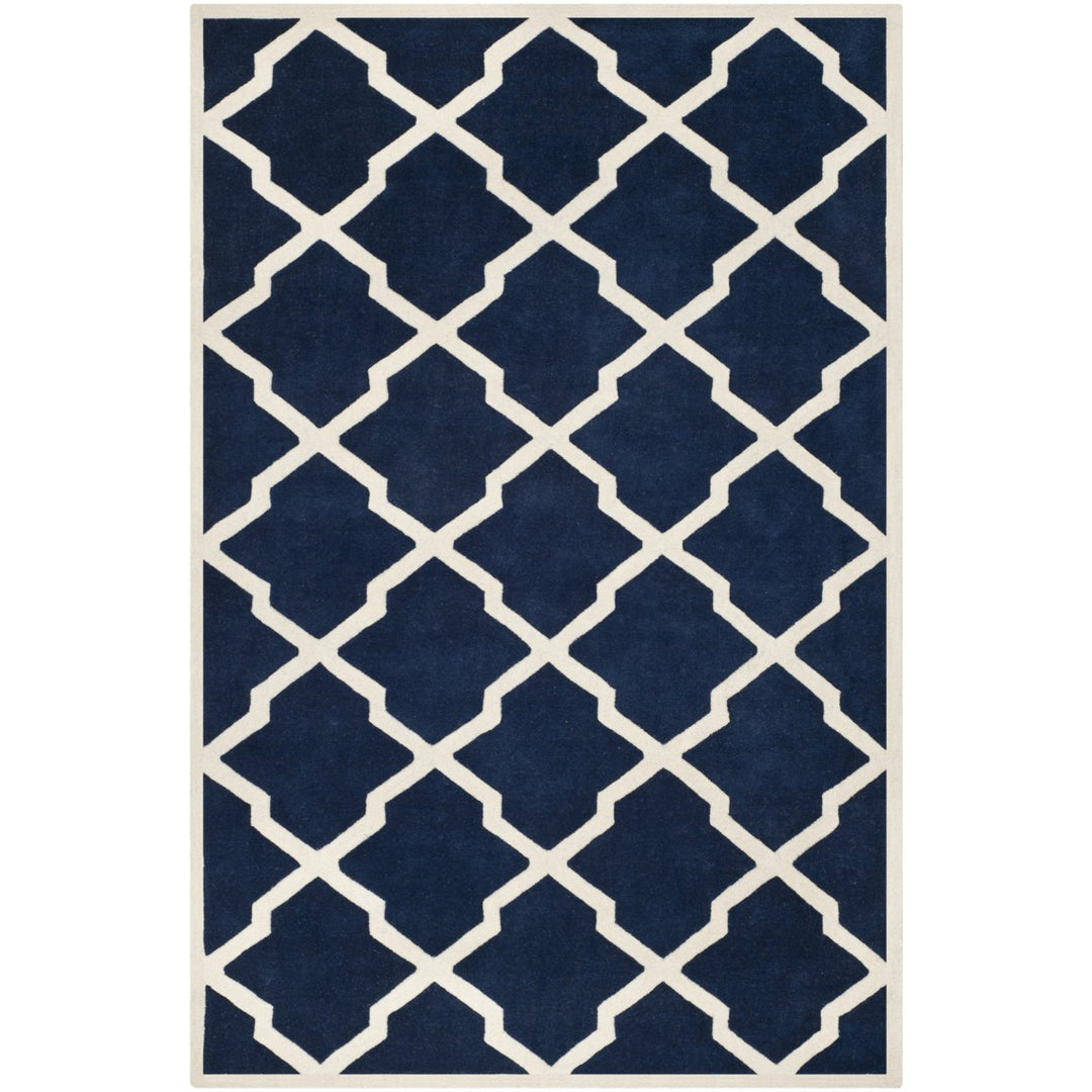 SAFAVIEH Chatham CHT735C Handmade Dark Blue / Ivory Rug Image 1