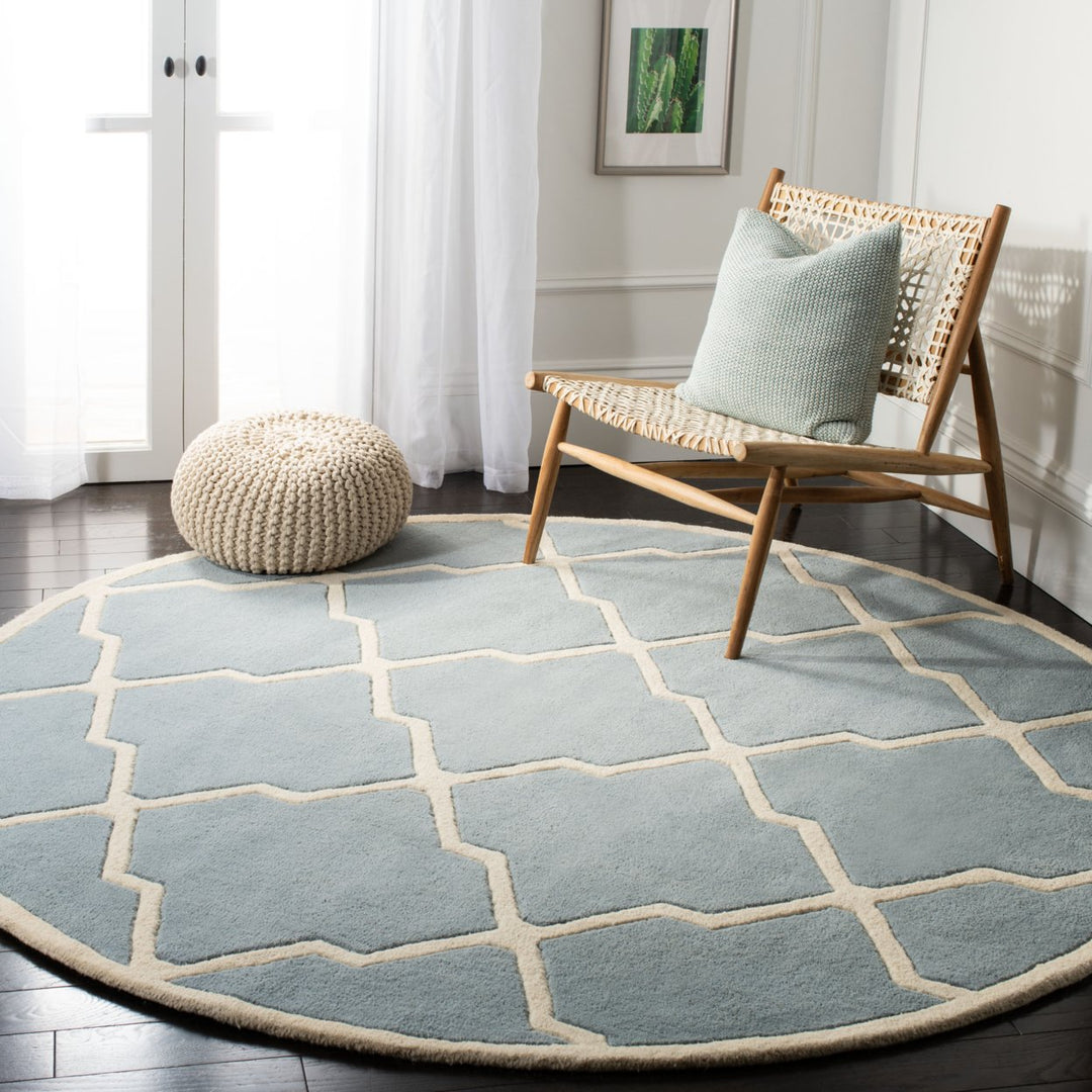 SAFAVIEH Chatham CHT735B Handmade Blue / Ivory Rug Image 2