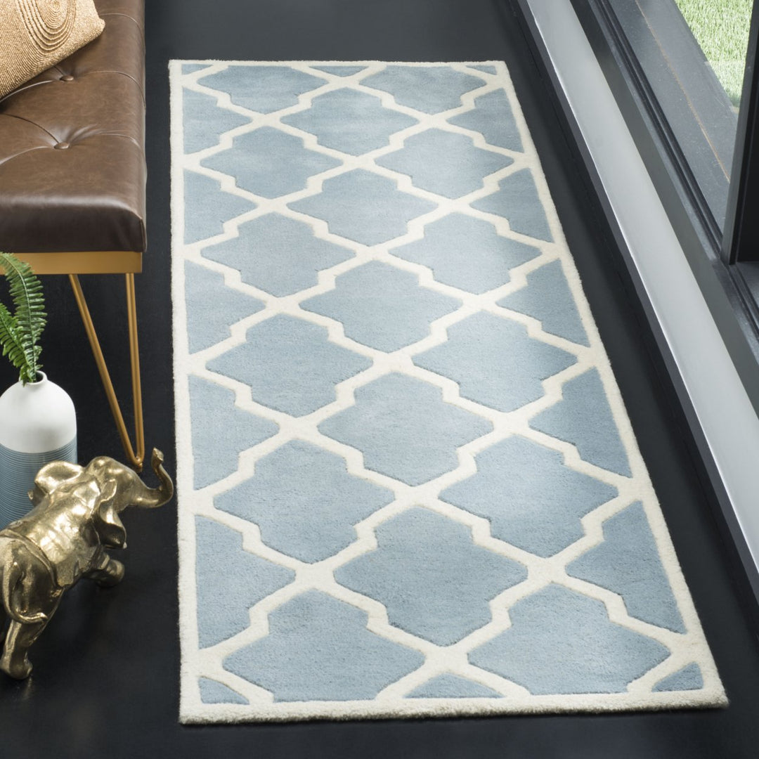 SAFAVIEH Chatham CHT735B Handmade Blue / Ivory Rug Image 3