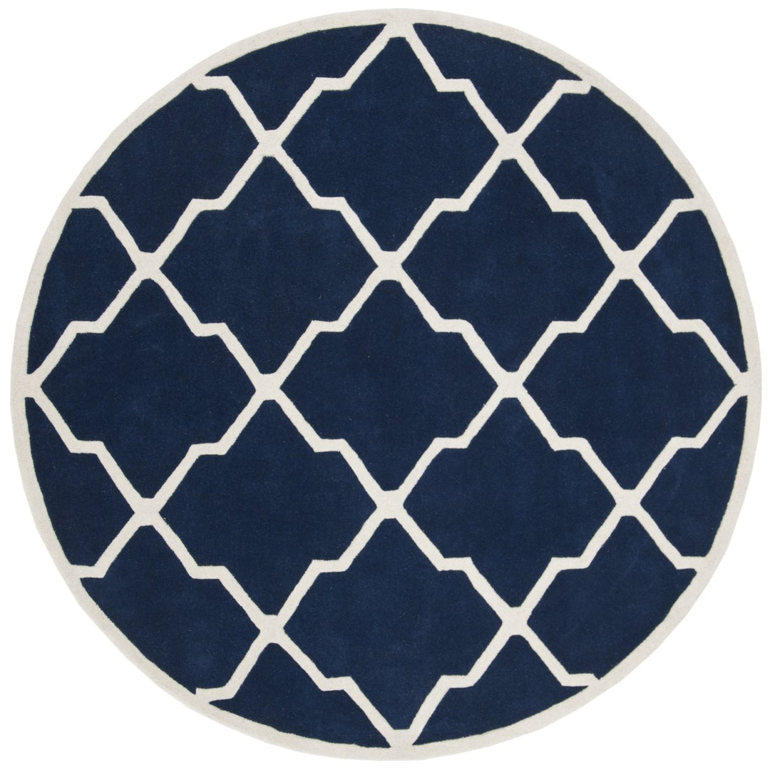 SAFAVIEH Chatham CHT735C Handmade Dark Blue / Ivory Rug Image 4