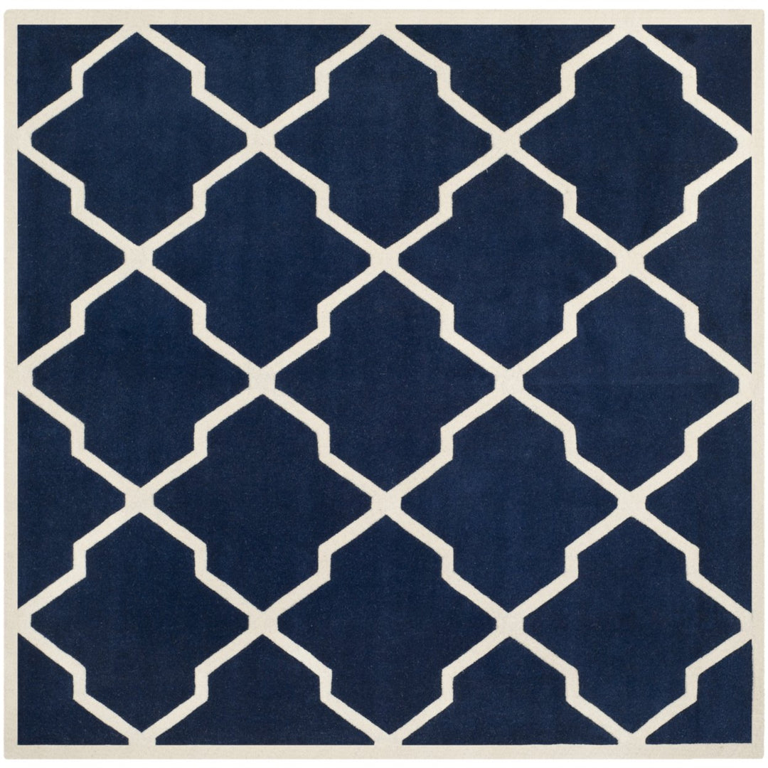 SAFAVIEH Chatham CHT735C Handmade Dark Blue / Ivory Rug Image 6