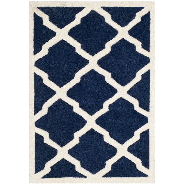 SAFAVIEH Chatham CHT735C Handmade Dark Blue / Ivory Rug Image 1