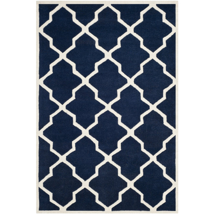 SAFAVIEH Chatham CHT735C Handmade Dark Blue / Ivory Rug Image 9