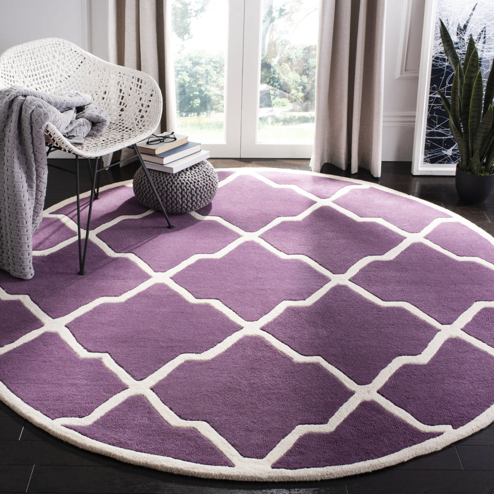 SAFAVIEH Chatham CHT735F Handmade Purple / Ivory Rug Image 2