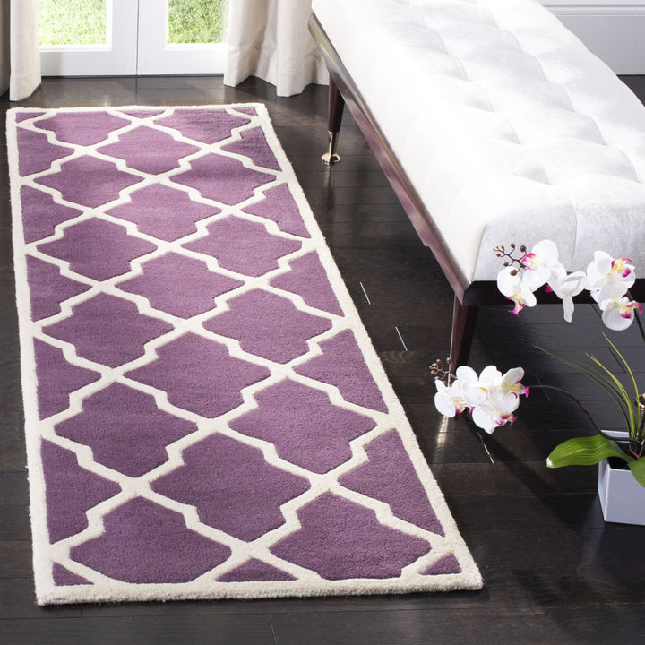 SAFAVIEH Chatham CHT735F Handmade Purple / Ivory Rug Image 3