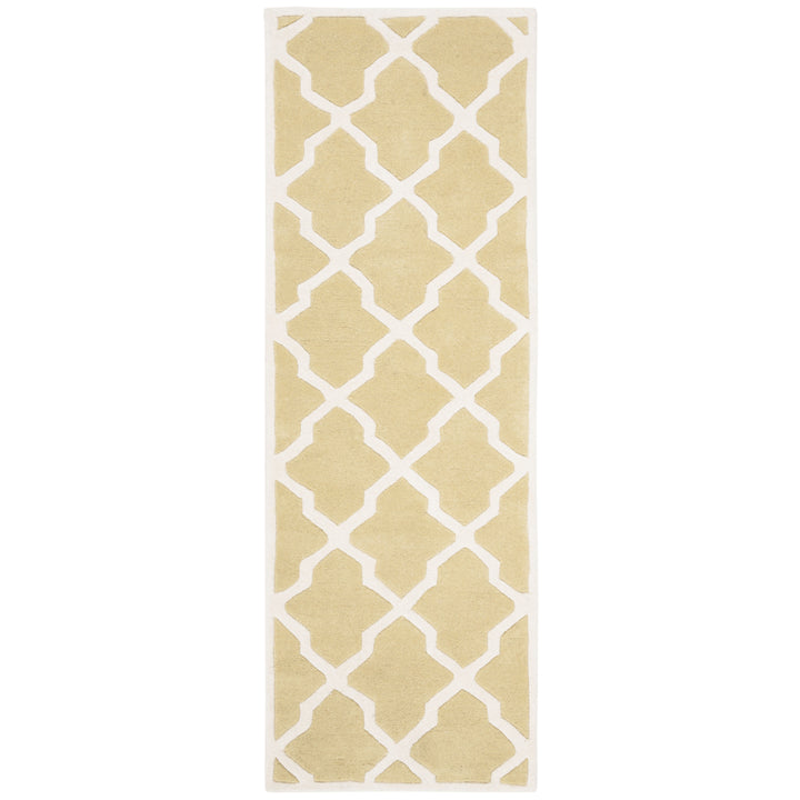 SAFAVIEH Chatham CHT735L Handmade Light Gold / Ivory Rug Image 5