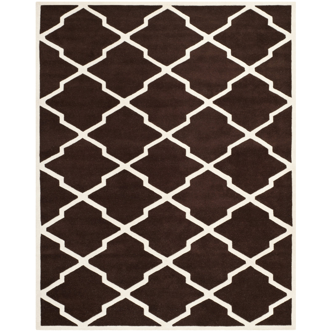 SAFAVIEH Chatham CHT735R Handmade Dark Brown / Ivory Rug Image 1